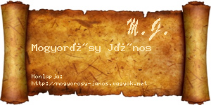 Mogyorósy János névjegykártya